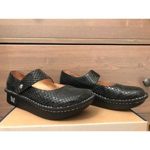 Alegria Mary Jane shoes black snake print 7.5
